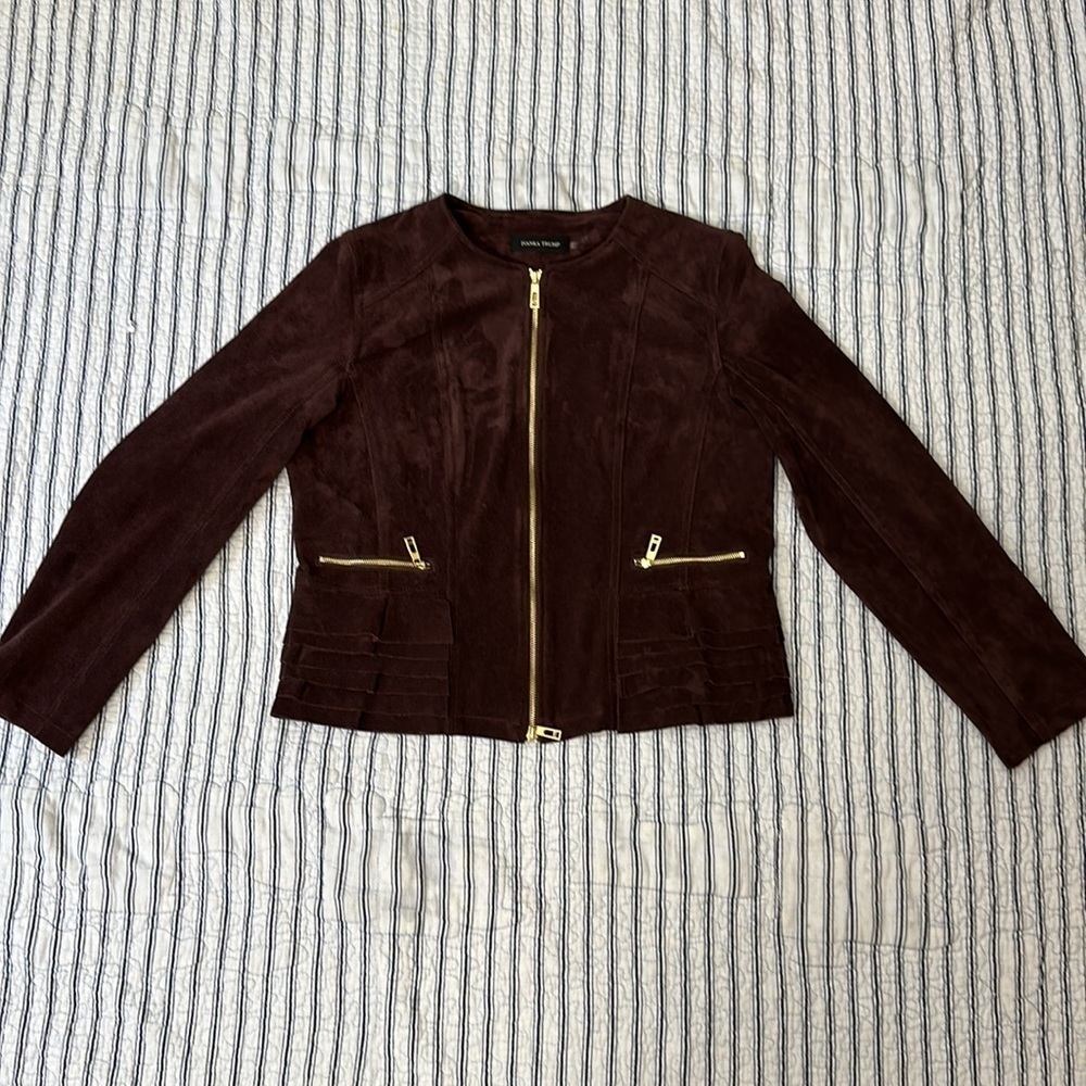 Ivanka Trump  Full Zip Blazer Faux Suede jacket size L - Picture 7 of 14